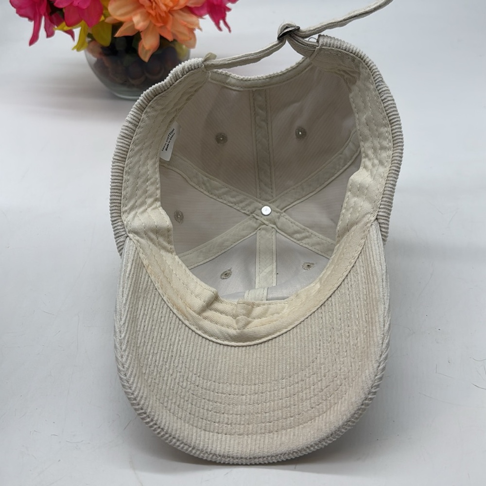 Cream Ribbed Baseball Cap HT9054 - Picture 4 of 4